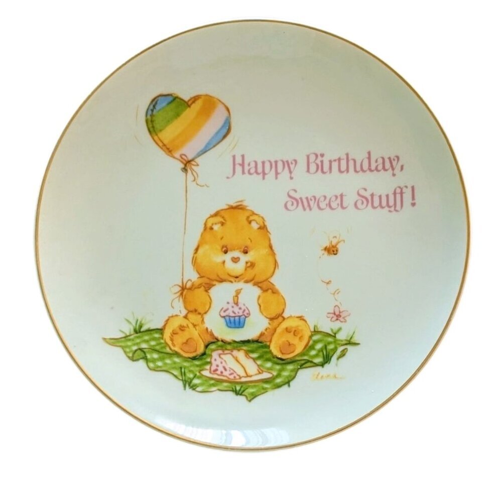 Vintage Care‎ Bears Plate Birthday Bear Happy Birthday Sweet Stuff Porcelain